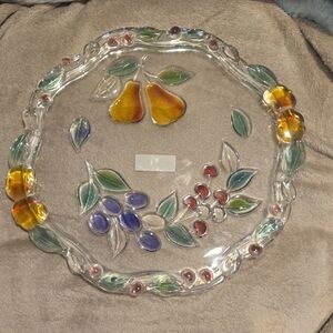 Mikasa Decorative Glass Plate with Fruit Design